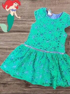 Disney Princess Green Lace Party Dress with Lavender Lining